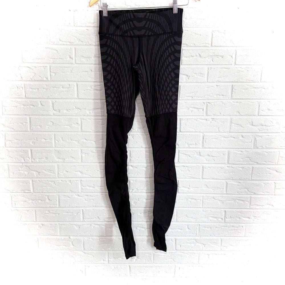 ALO Yoga Black Gray Pattern Goddess Legging Mesh Size Small